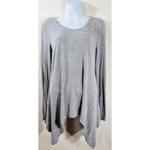 Earl Jeans Gray Heathers Sequin Collar Bodice Top Medium Lightweight Soft Flowy